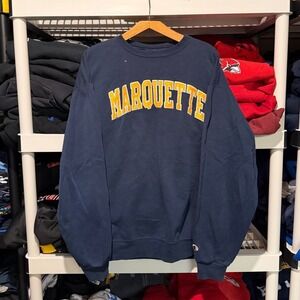 Vintage y2k Marquette University Embroidered Spell Out Blue Mens XL Crewneck